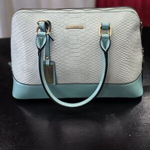 Chic White and Blue Handbag